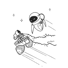 página para colorear: WALL-E y EVA en el espacio