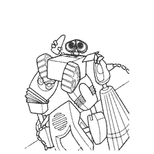 página para colorear: Colorear Wall-E con la imagen de un robot defectuoso