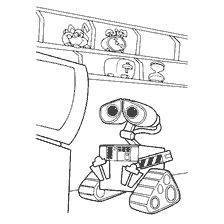página para colorear: Colorear Wall-E en tu habitación con juguetes y objetos