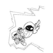 página para colorear: WALL-E y Eve de los dibujos animados