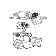 página para colorear: WALL-E y sus amigos para colorear