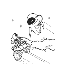 página para colorear: Dibujo de Valli y Eva de WALL-E