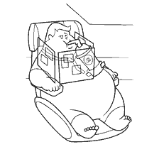 página para colorear: Fatty WALL-E se sienta en una silla con una pantalla