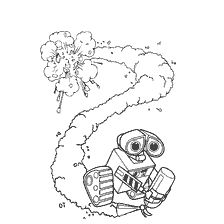 página para colorear: WALL-E con un extintor de incendios en medio de la explosión