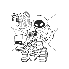 página para colorear: Imagen para colorear de robots de WALL-E