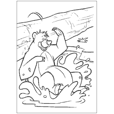 página para colorear: Balu Bear disfruta nadando en el río