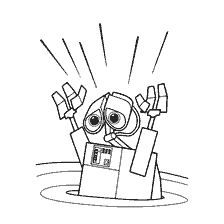 página para colorear: WALL-E está absolutamente encantado