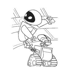 página para colorear: Colorear con personajes WALL-E y Eva