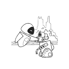 página para colorear: WALL-E y Eve en el libro de colorear