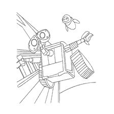página para colorear: Imagen para colorear con personajes WALL-E y Eva