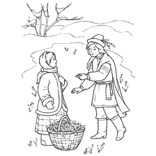 Tale of the Brothers Grimm: Daughter, drawing for coloring