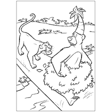 página para colorear: Mowgli y Baloo en la jungla, libro para colorear
