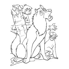 página para colorear: Mowgli y el lobo del libro de la jungla
