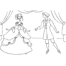 pagina da colorare: Principe e Principessa in un regno fiabesco