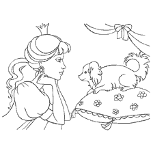 pagina da colorare: Principessa macchie cucciolo su cuscino