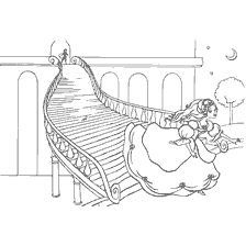 pagina da colorare: Colorazione con Cenerentola e Principe sul Ponte