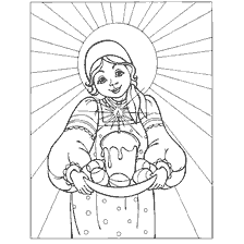 Ostern Färbung Buch mit Mädchen und kulich