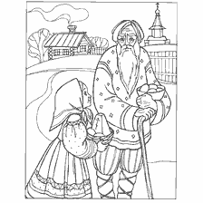 Easter Coloring - Grandfather and Granddaughter
