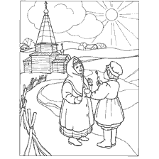 Livro de coloração de Páscoa com mulheres e igreja