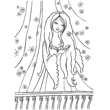 pagina da colorare: Immagine da colorare di una principessa con capelli lunghi