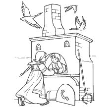coloring page: Coloring Russian folk tales Pechka hides children