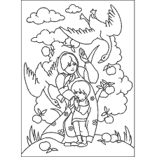 coloring page: Coloring Russian folk tales Apple covered children