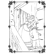coloring page: Drawing from a coloring book on the topic Russian folk tales, depicting a sister and brother
