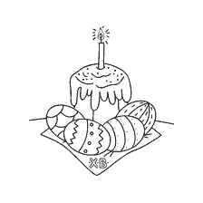 Easter cake and eggs