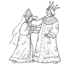 coloring page: The wolf and the king in the folk tale