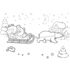Kersvader en Snow Maiden in 'n slee