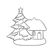 Winter House and New Year tree