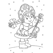 Snow Maiden met 'n geskenk