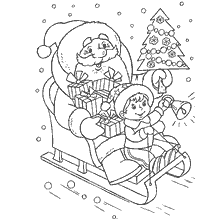 Papai Noel em um trenó com presentes