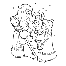 Santa Claus and Snow Maiden sculpt Snowman
