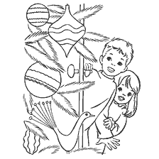 Children at the door of a toy store for the New Year