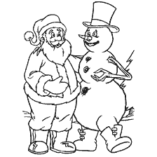 Weihnachtsmann und der Schneemann stehen zusammen