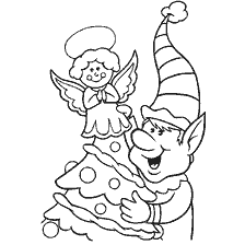 Malen Elf und Weihnachtsbaum