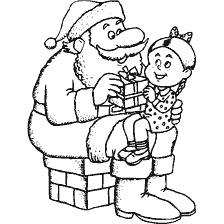 Weihnachtsmann gibt ein Geschenk an das Mädchen
