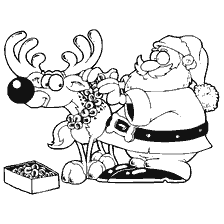 Weihnachtsmann bereitet sich vor Rudolph für den Urlaub