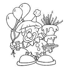 Ein Clown mit Ballons und ein Kuchen zum Malen für Neujahr und Weihnachten
