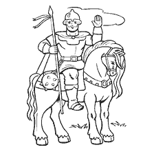 coloring page: Coloring Bogatyr Ilya Muromets on a horse