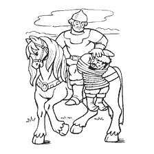 coloring page: Illustration from the Russian folk tale “Tieted to the saddle”