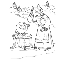 coloring page: Illustration to the Russian folk tale of the Cunning Fox