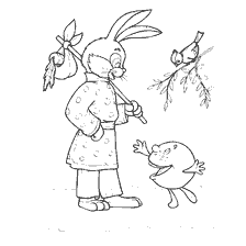 coloring page: Kolobok and hare from the Russian folk tale on the coloring book