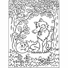 coloring page: Coloring Kolobok and the wolf from the Russian folk tale