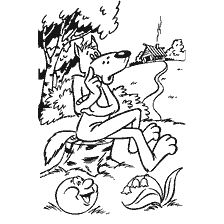 coloring page: Kolobok met a wolf in the coloring book