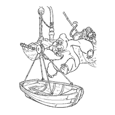 coloring page: Kala and Tarzan in the boat