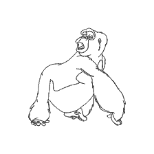 coloring page: Gorilla Kala, character from the cartoon Tarzan, black and white outline