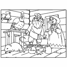coloring page: Coloring from the Russian folk tale Yaichko fell and broke