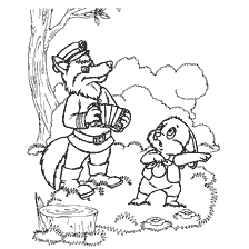 coloring page: Illustration for the fairy tale “The rabbit met the wolf”